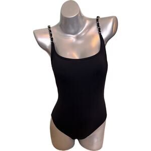 Michael Kors Womens Size 12 Black One Piece Silver Chain Link Straps NEW